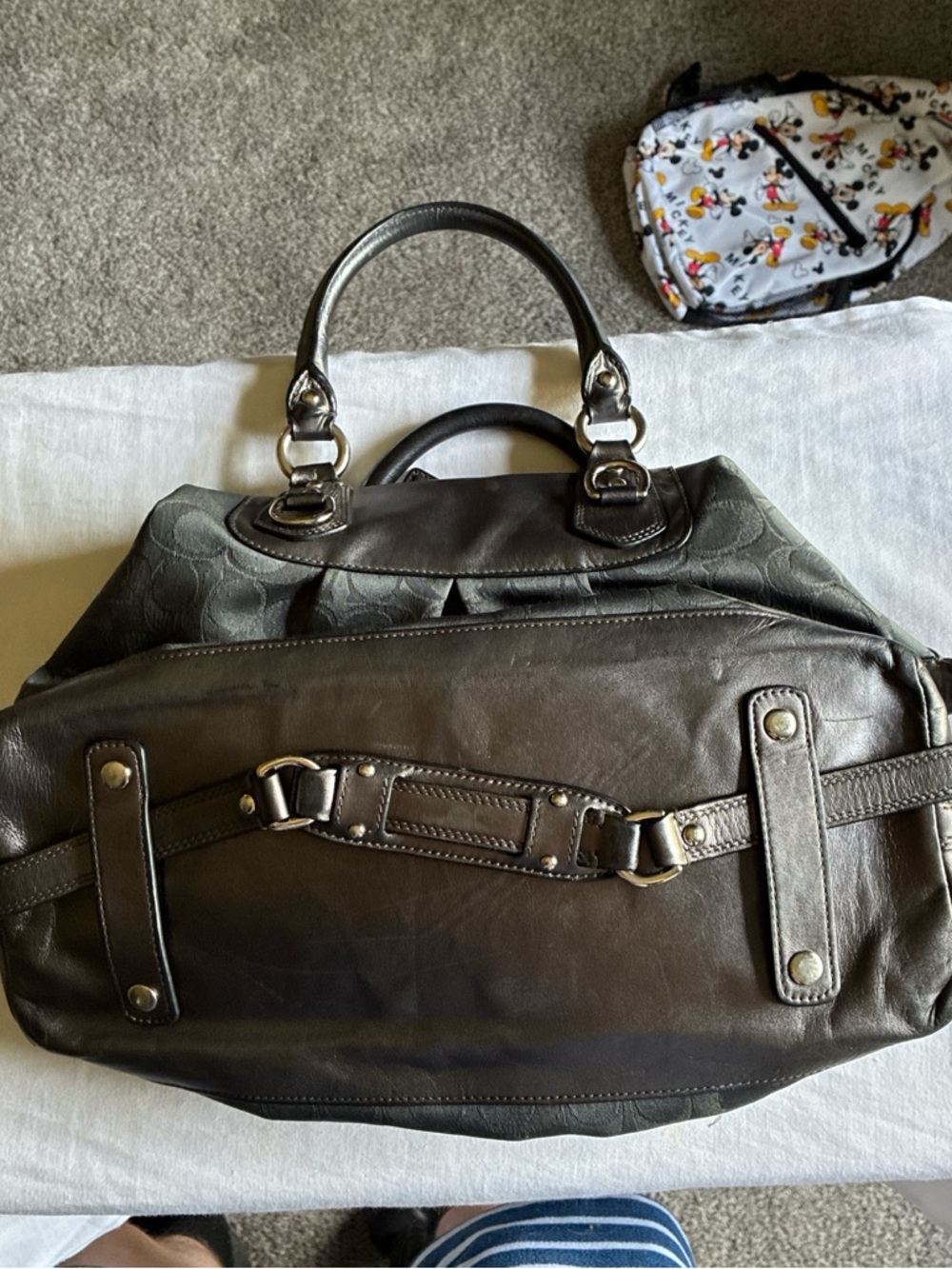 Coach Black Signature Jacquard Satchel with Leather Trim - Picture 3 of 5